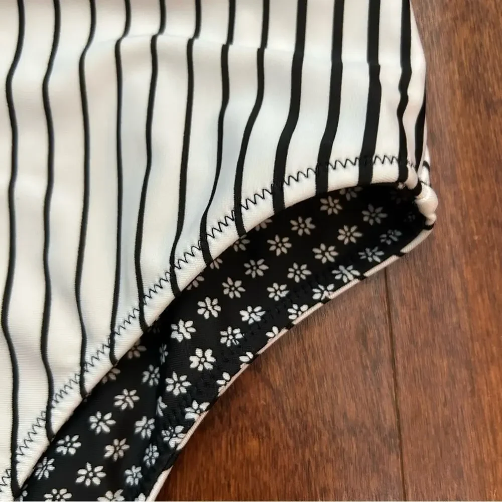 Volcom Reversible Striped Black and White Women’s One Piece, Size XS